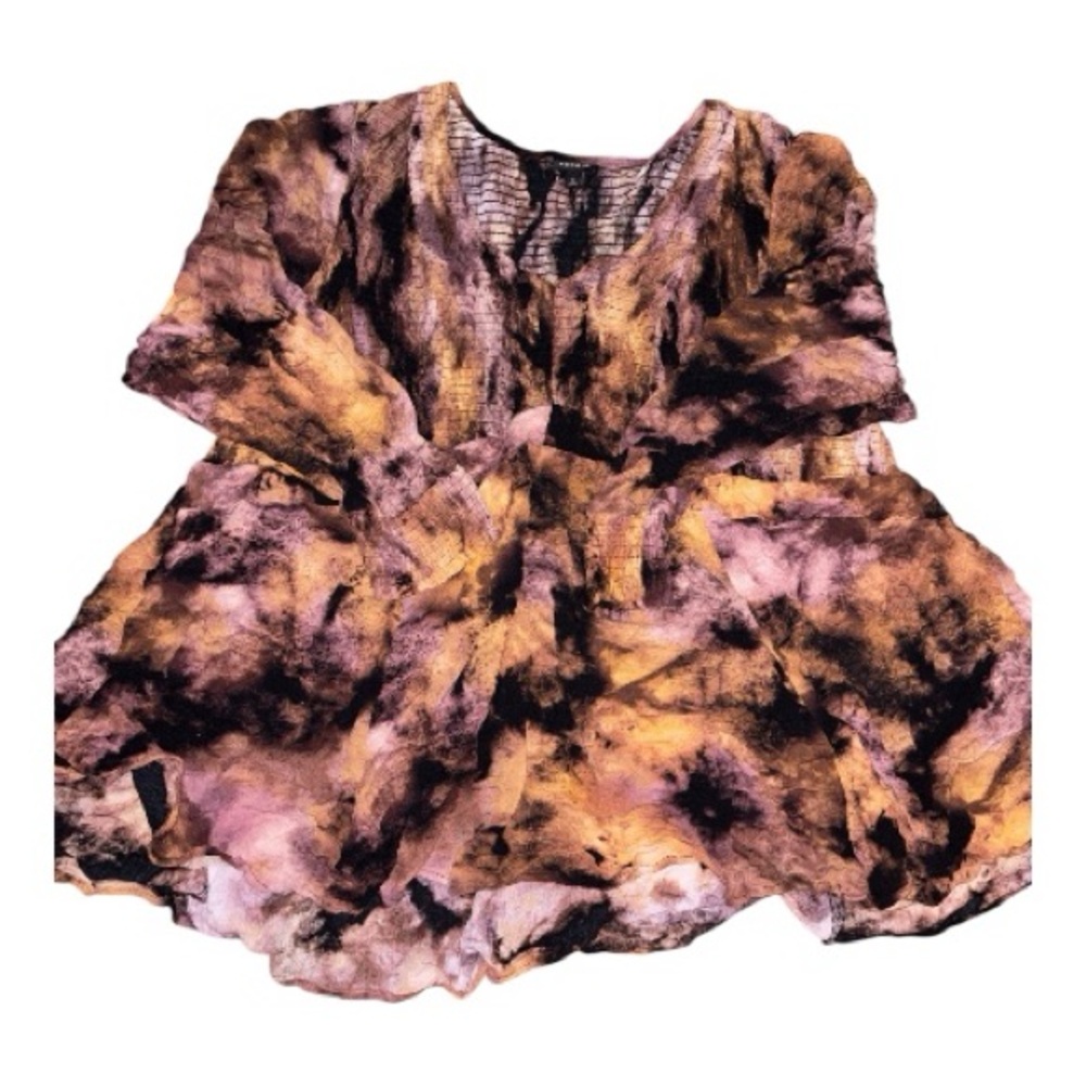 Torrid Black and Brown Tie-Dye Blouse